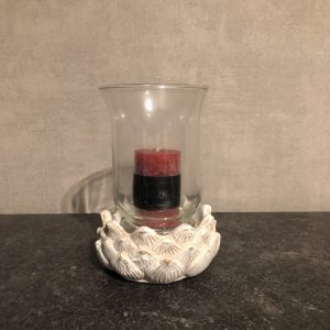 Kaarsenhouder – Glas/Steen – Beige – Small