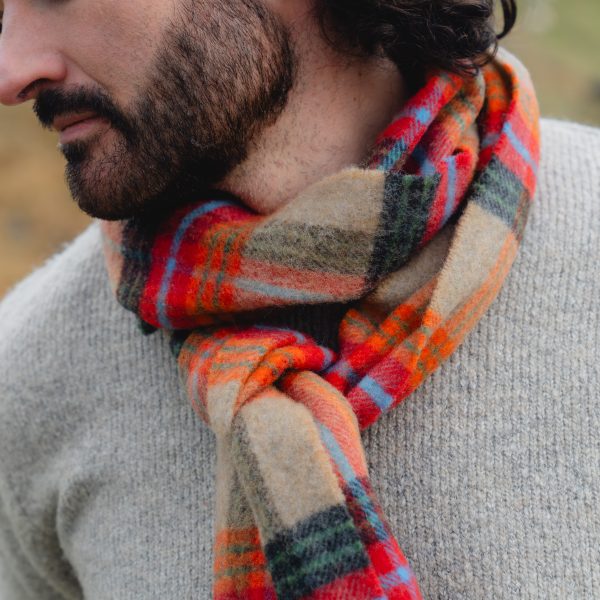 Shawl Lamswol Beige Red Orange - Afbeelding 3