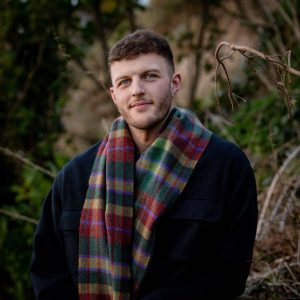 Shawl Lamswol Mosterd Groen Roest