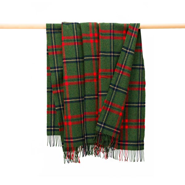 Plaid Lamswol Green Red Navy - Afbeelding 2
