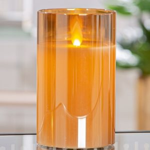 Led Kaars Vetro – Glas – Orange – Ø7,5xH12,5cm