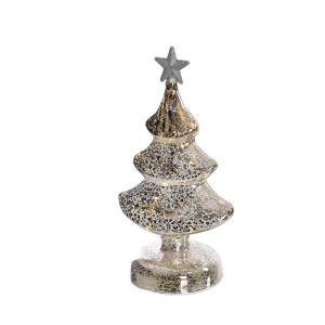 Glazen Kerstboom op Voet met LED – Goud – 22cm